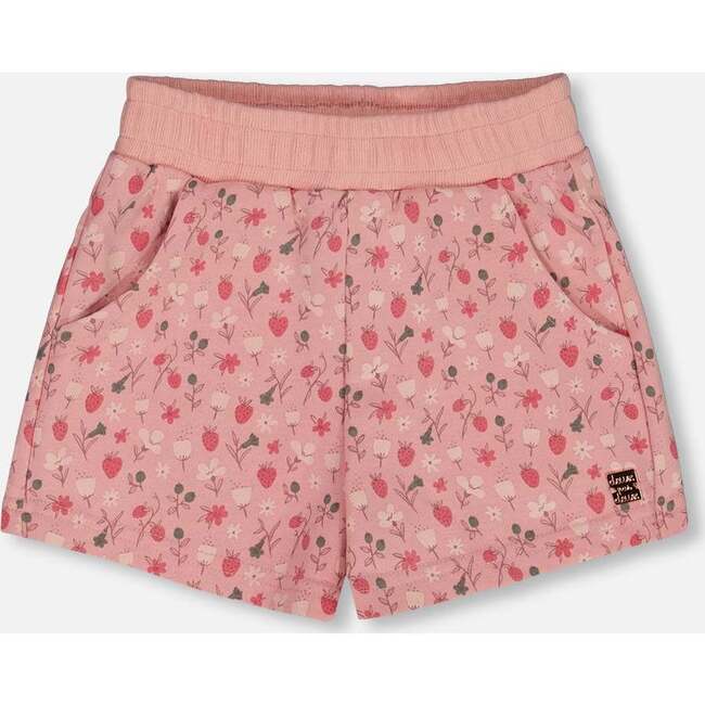 French Terry Short, Old Pink And Flowers