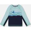 Long Sleeve Rashguard, Navy Blue And Turquoise - Rash Guards - 1 - thumbnail
