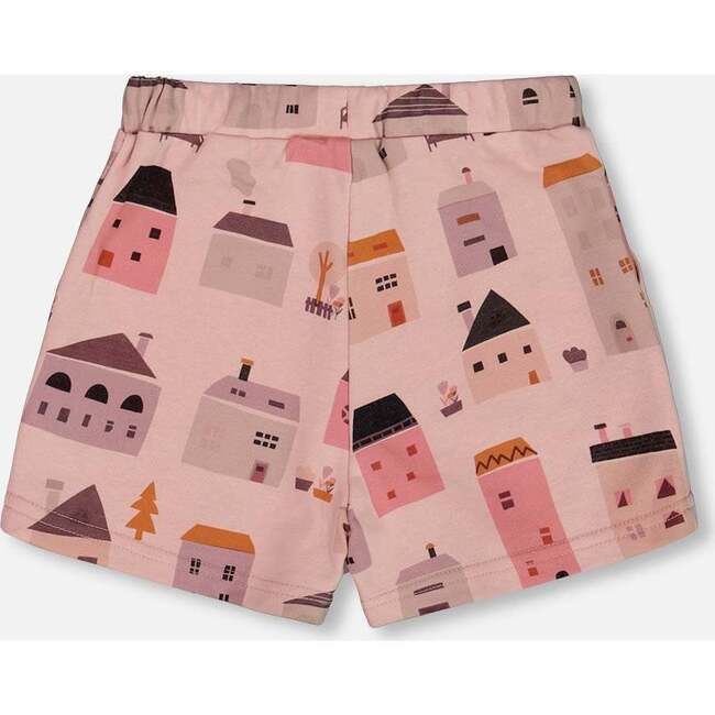 French Terry Short, Pink And Coral Houses - Shorts - 3