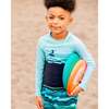 Long Sleeve Rashguard, Navy Blue And Turquoise - Rash Guards - 2