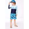 Long Sleeve Rashguard, Navy Blue And Turquoise - Rash Guards - 3