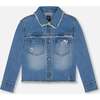 Frayed Denim Jacket With Embroidery, Jeans Blue - Jackets - 1 - thumbnail