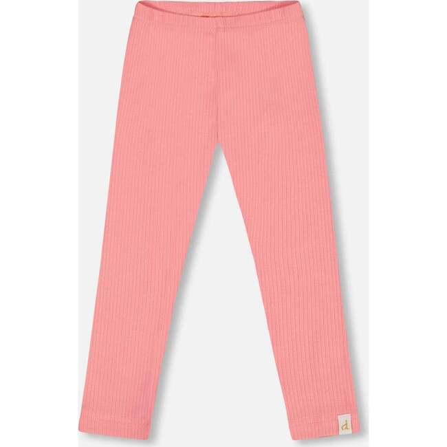 Flat Back Rib Leggings, Coral Pink