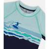 Long Sleeve Rashguard, Navy Blue And Turquoise - Rash Guards - 5