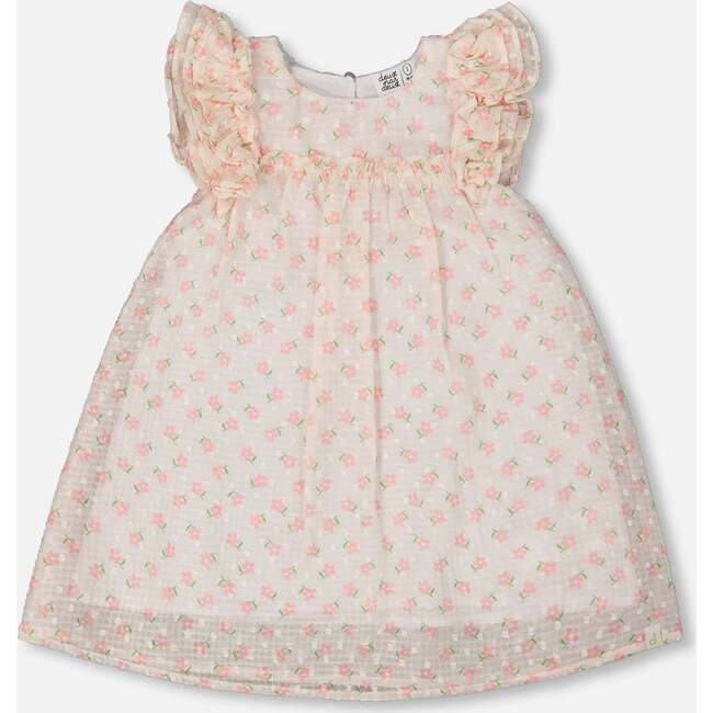 Dress With Frills, Pale Pink And Flowers