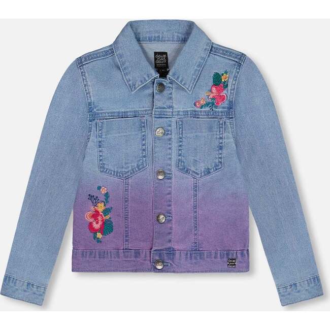 Denim Jacket With Embroidery, Floral Jeans Blue