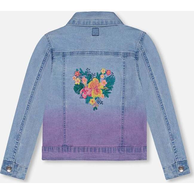 Denim Jacket With Embroidery, Floral Jeans Blue - Jackets - 5