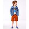 Denim Jacket With French Terry Hood, White And Denim Blue - Jackets - 3