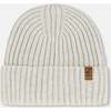 Cuffed Knit Hat, Off-White - Hats - 1 - thumbnail