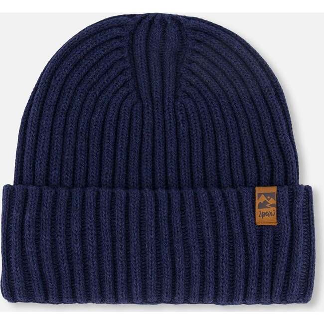 Cuffed Knit Hat, Navy Blue