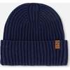 Cuffed Knit Hat, Navy Blue - Hats - 1 - thumbnail