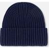 Cuffed Knit Hat, Navy Blue - Hats - 4