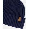 Cuffed Knit Hat, Navy Blue - Hats - 5