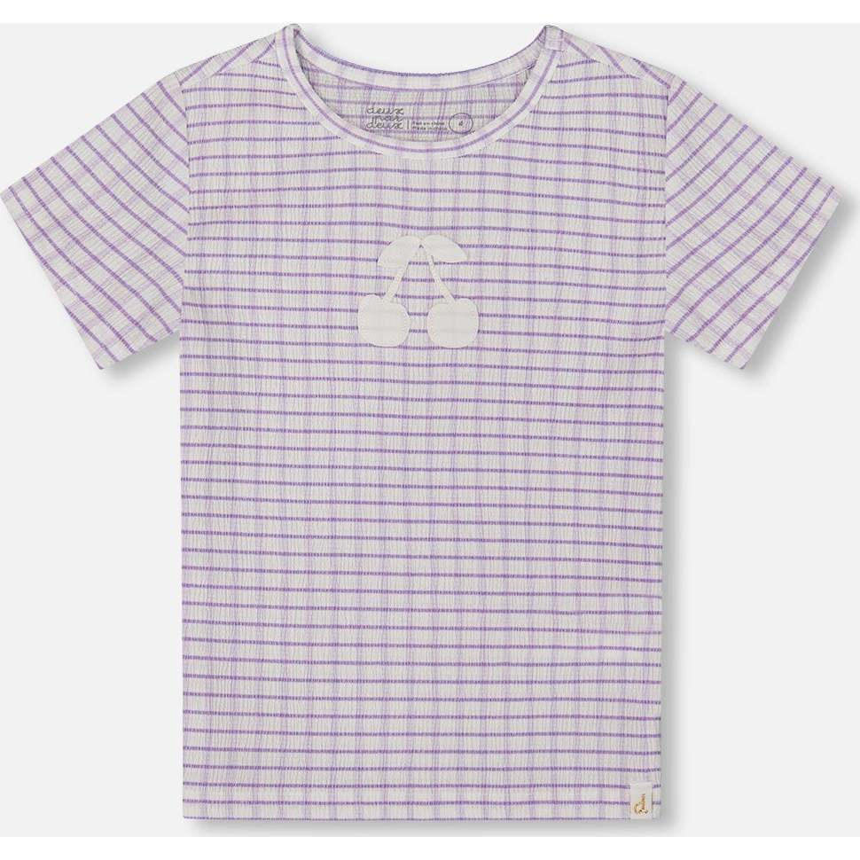 Crinkle Top, White Checkered Lilac - T-Shirts - 1