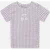 Crinkle Top, White Checkered Lilac - T-Shirts - 1 - thumbnail