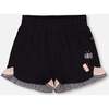 Crinkle Short With Frills, Black And Butterflies - Shorts - 1 - thumbnail