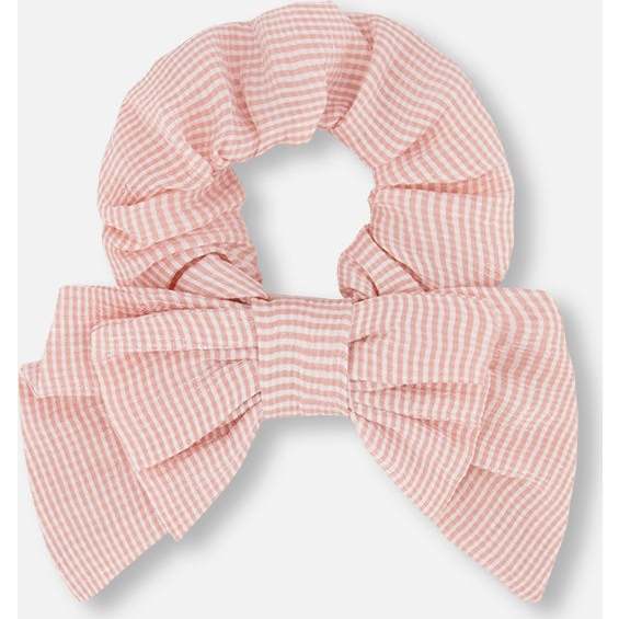 Hair Elastic With Bow, Pale Sparkling Pink