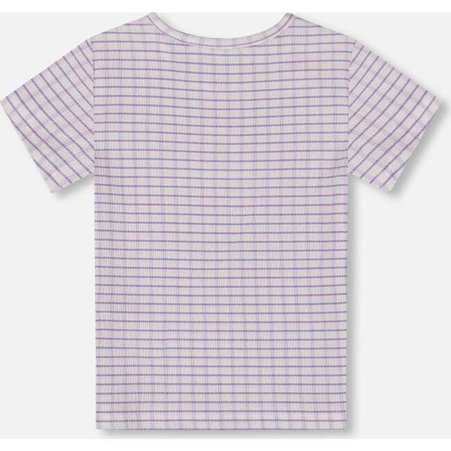 Crinkle Top, White Checkered Lilac - T-Shirts - 3
