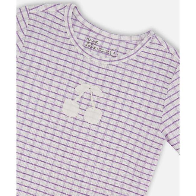 Crinkle Top, White Checkered Lilac - T-Shirts - 4