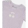 Crinkle Top, White Checkered Lilac - T-Shirts - 4