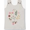 Crinkle Jersey Tank Top, Pink Flowers On Cream Background - T-Shirts - 1 - thumbnail