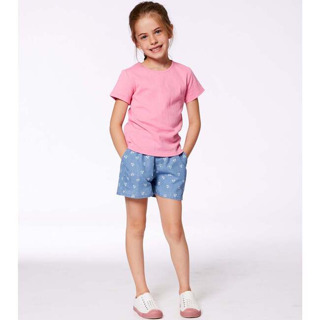 Crinkle Short Sleeve Top, Candy Pink - T-Shirts - 2