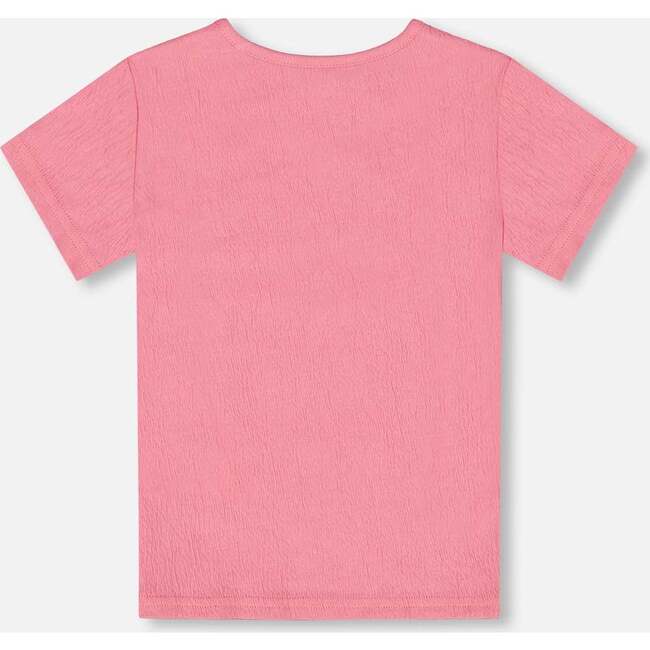 Crinkle Short Sleeve Top, Candy Pink - T-Shirts - 3