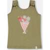 Crinkle Jersey Tank Top, Floral Olive Green - T-Shirts - 1 - thumbnail