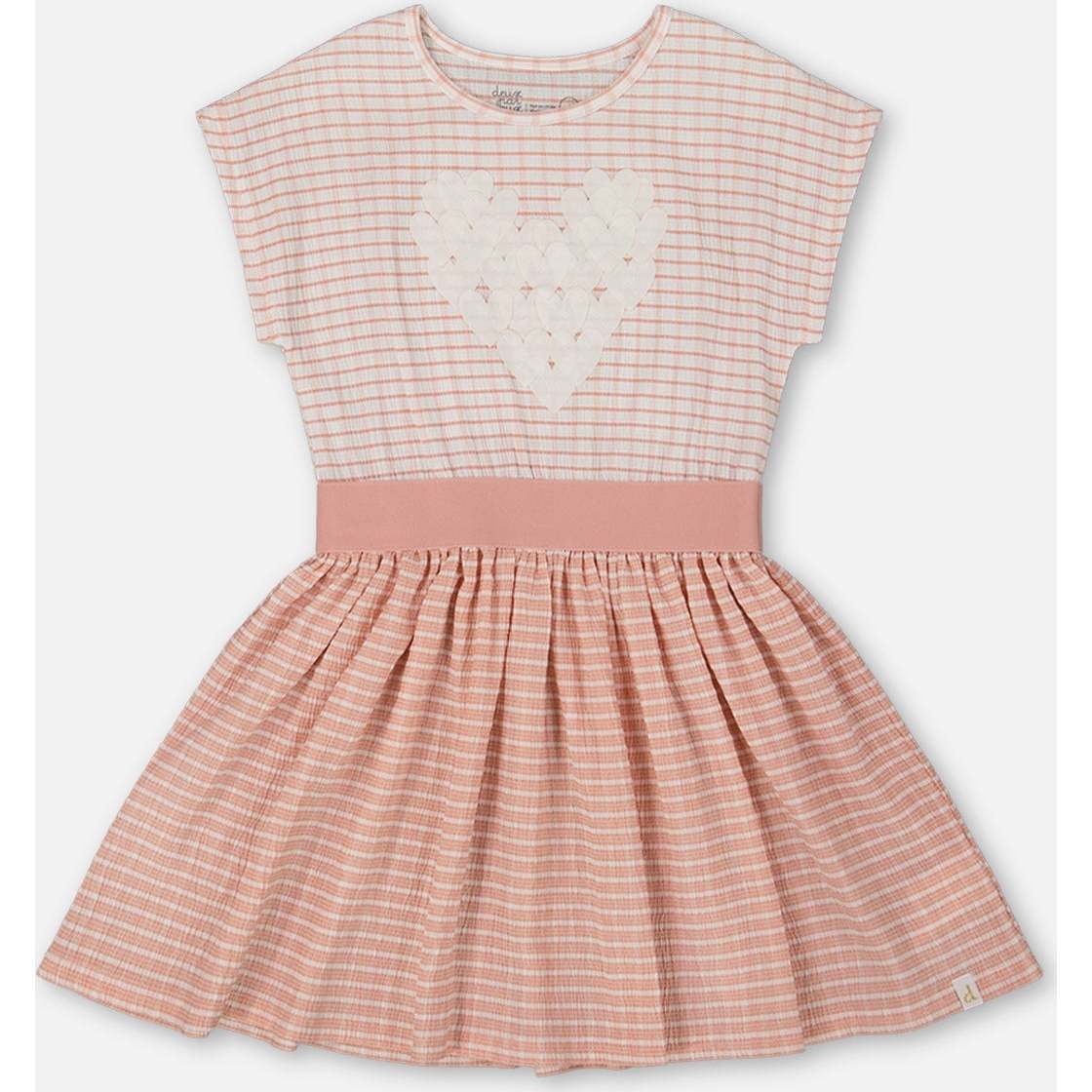 Crinkle Dress With Applique, Light Old Pink - Dresses - 1