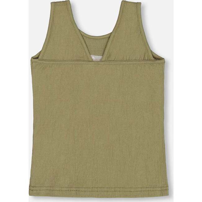 Crinkle Jersey Tank Top, Floral Olive Green - T-Shirts - 3