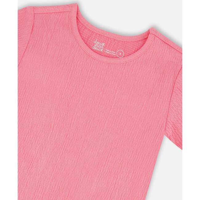 Crinkle Short Sleeve Top, Candy Pink - T-Shirts - 4