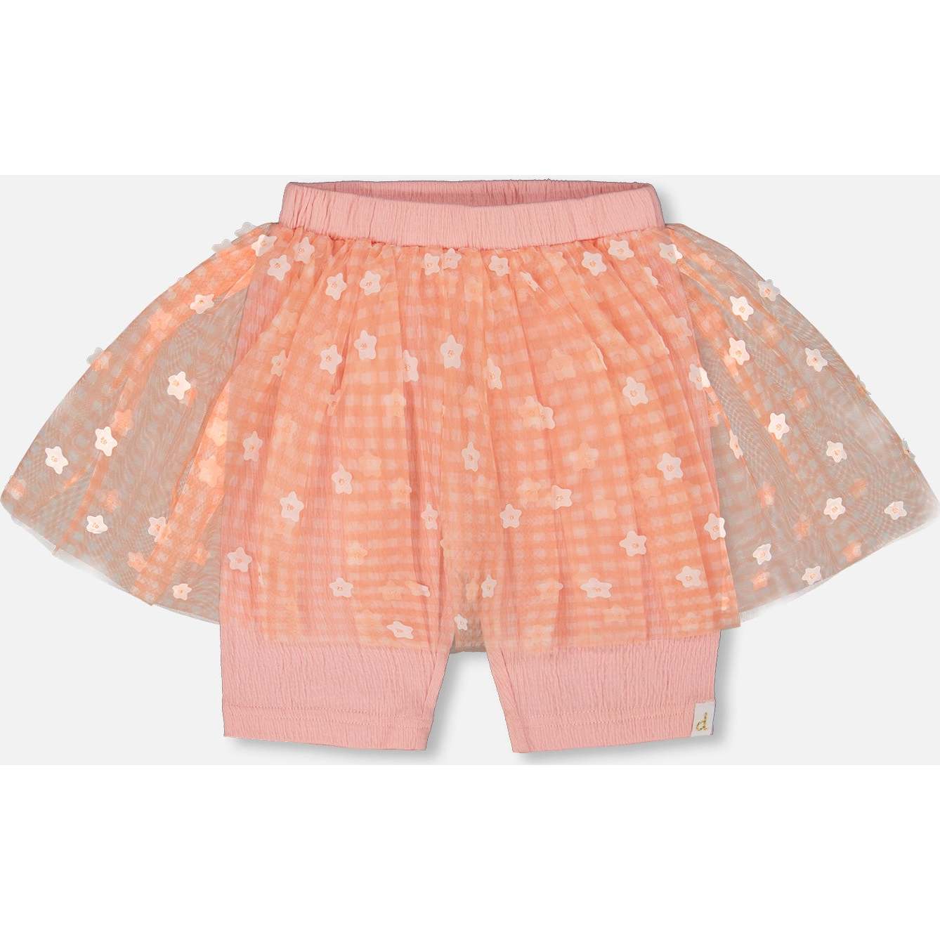 Crinkle Biker Short With Mesh Skirt, Light Old Pink - Leggings - 1