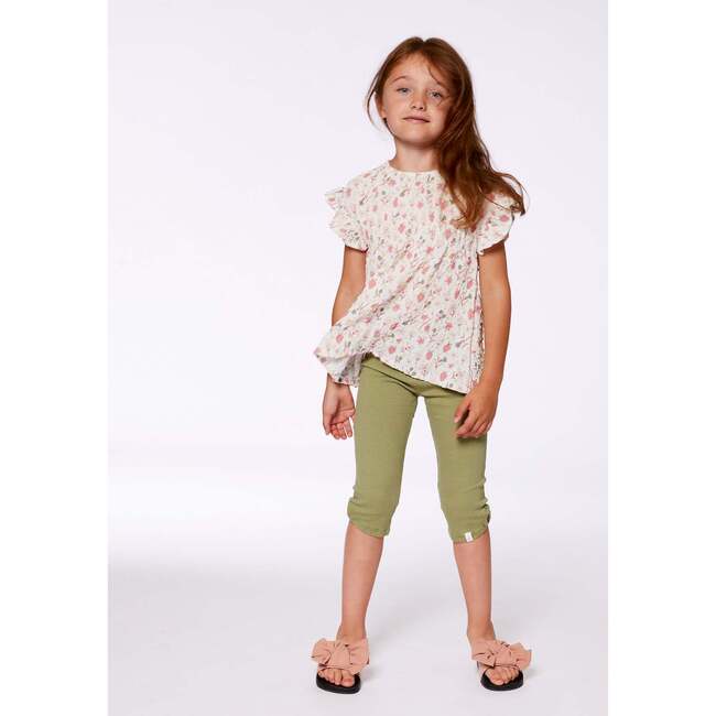 Crinkle Jersey Capri Legging, Olive Green - Leggings - 2