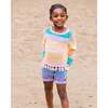 Cotton Sweater With Fringe, Multicolored Stripes - Sweaters - 2