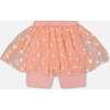 Crinkle Biker Short With Mesh Skirt, Light Old Pink - Leggings - 3