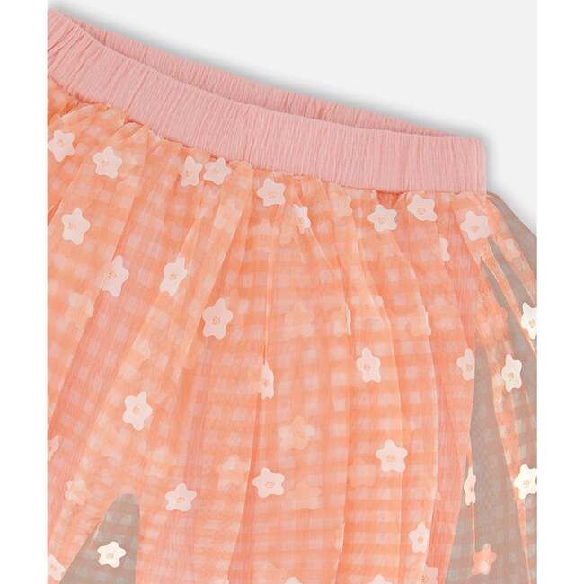 Crinkle Biker Short With Mesh Skirt, Light Old Pink - Leggings - 4