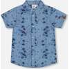 Chambray Short Sleeve Shirt, Pale Blue And Navy - T-Shirts - 1 - thumbnail