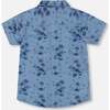 Chambray Short Sleeve Shirt, Pale Blue And Navy - T-Shirts - 4