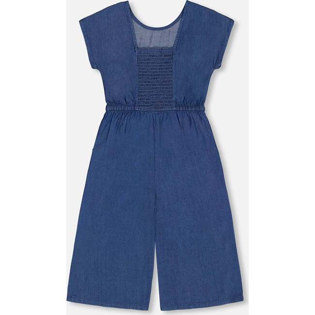 Chambray Jumpsuit, Navy Blue - Rompers - 4