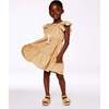 Chambray Dress With Embroidery, Golden Beige - Dresses - 2