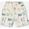 French Terry Short, Beige Palm Tree And Teal - Shorts - 1 - thumbnail