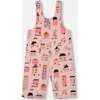 French Terry Overalls, Pink And Coral Houses - Overalls - 1 - thumbnail