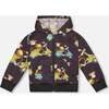 French Terry Hooded Full Zip Cardigan Sweatshirt, Monkey On Navy Moped - Sweatshirts - 1 - thumbnail