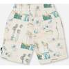 French Terry Short, Beige Palm Tree And Teal - Shorts - 4