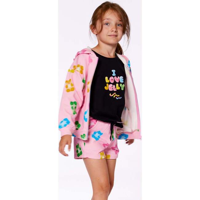 French Terry Hoodie Cardigan, Pink Multicolored Gummies - Sweatshirts - 3