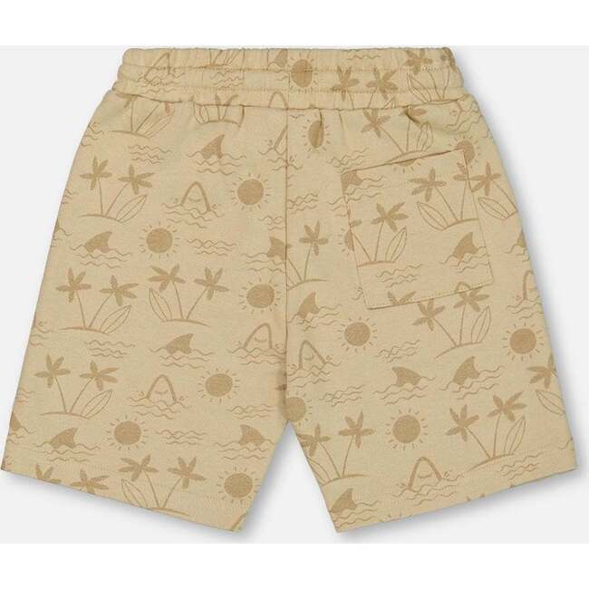 French Terry Short, Beige With Palm Trees - Shorts - 3