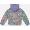 French Terry Hoodie Cardigan, Lilac Tropical And Pink Flamingos - Sweatshirts - 4