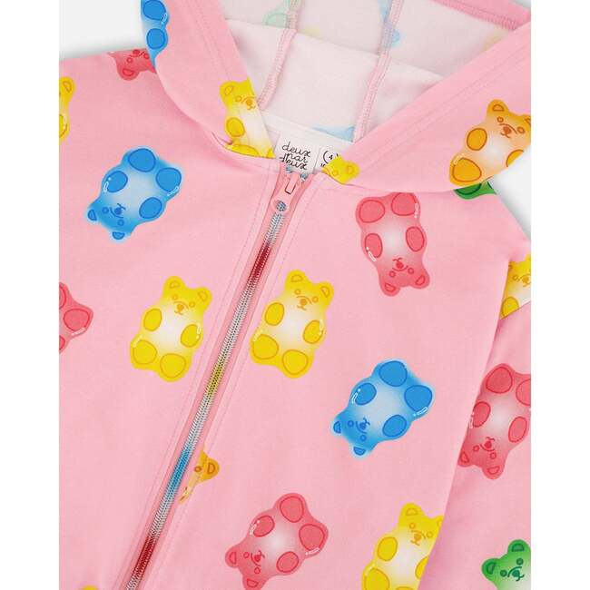 French Terry Hoodie Cardigan, Pink Multicolored Gummies - Sweatshirts - 5