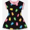 French Terry Dress, Black And Multicolored Gummies - Dresses - 1 - thumbnail