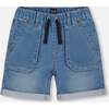 French Terry Denim Short, Denim Blue - Shorts - 1 - thumbnail